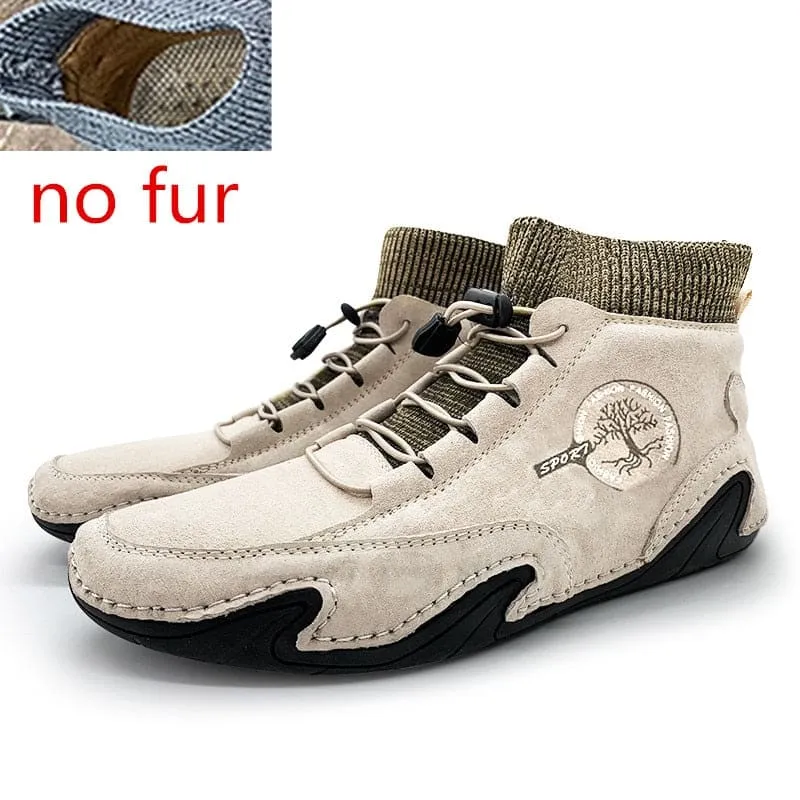 Men's Sneakers Cow Suede Leather - Fashionable Slip-On Loafers for Driving 👟✨