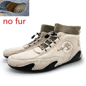 Men's Sneakers Cow Suede Leather - Fashionable Slip-On Loafers for Driving 👟✨