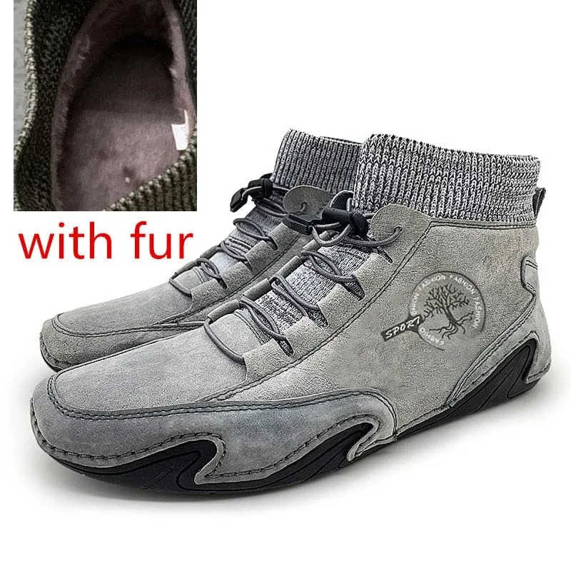 Men's Sneakers Cow Suede Leather - Fashionable Slip-On Loafers for Driving 👟✨