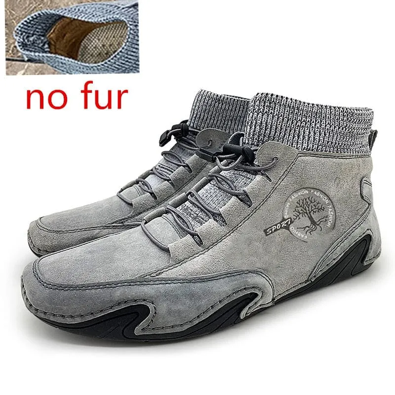 Men's Sneakers Cow Suede Leather - Fashionable Slip-On Loafers for Driving 👟✨