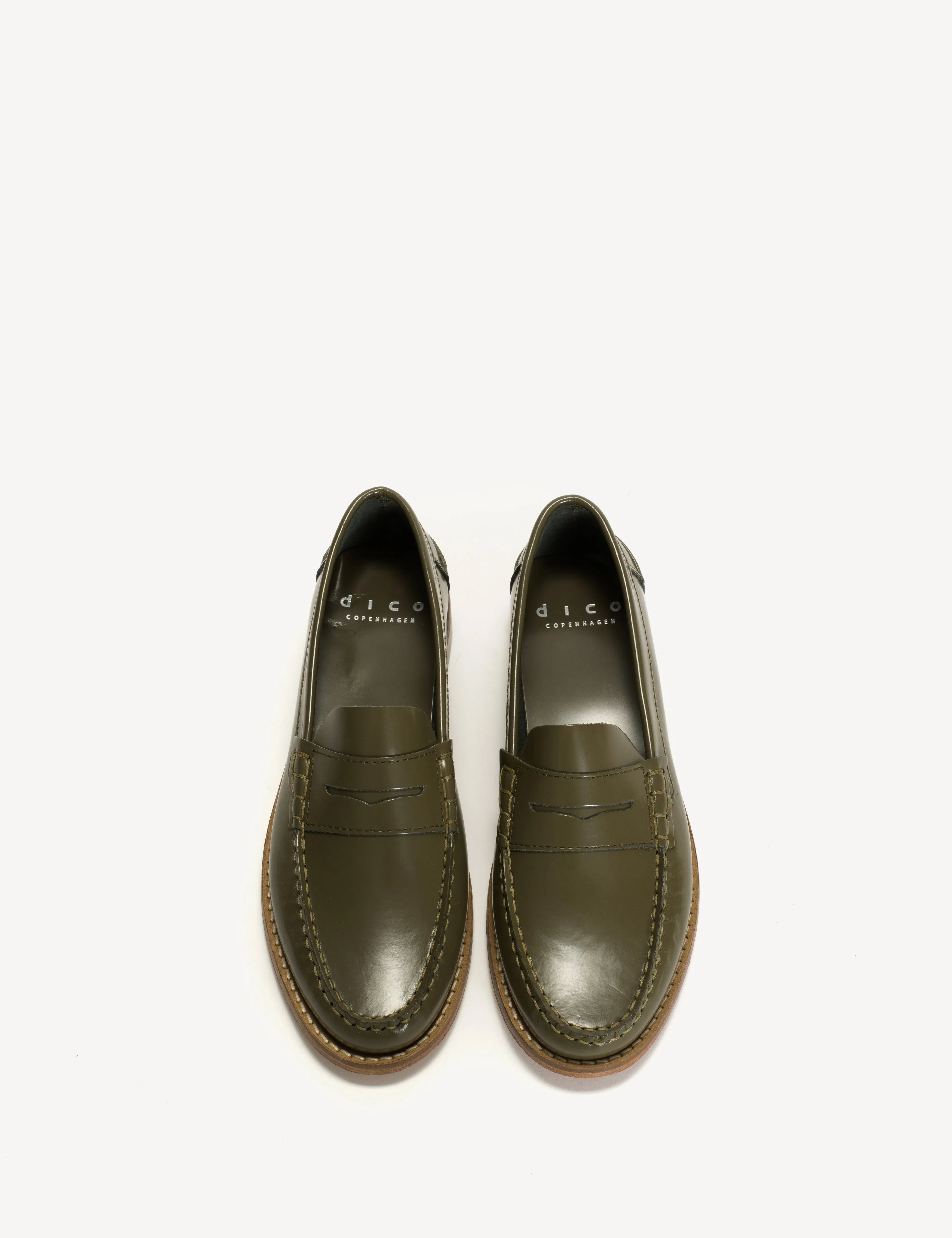 Moccasin Penny Loafer In Olive Polido Leather