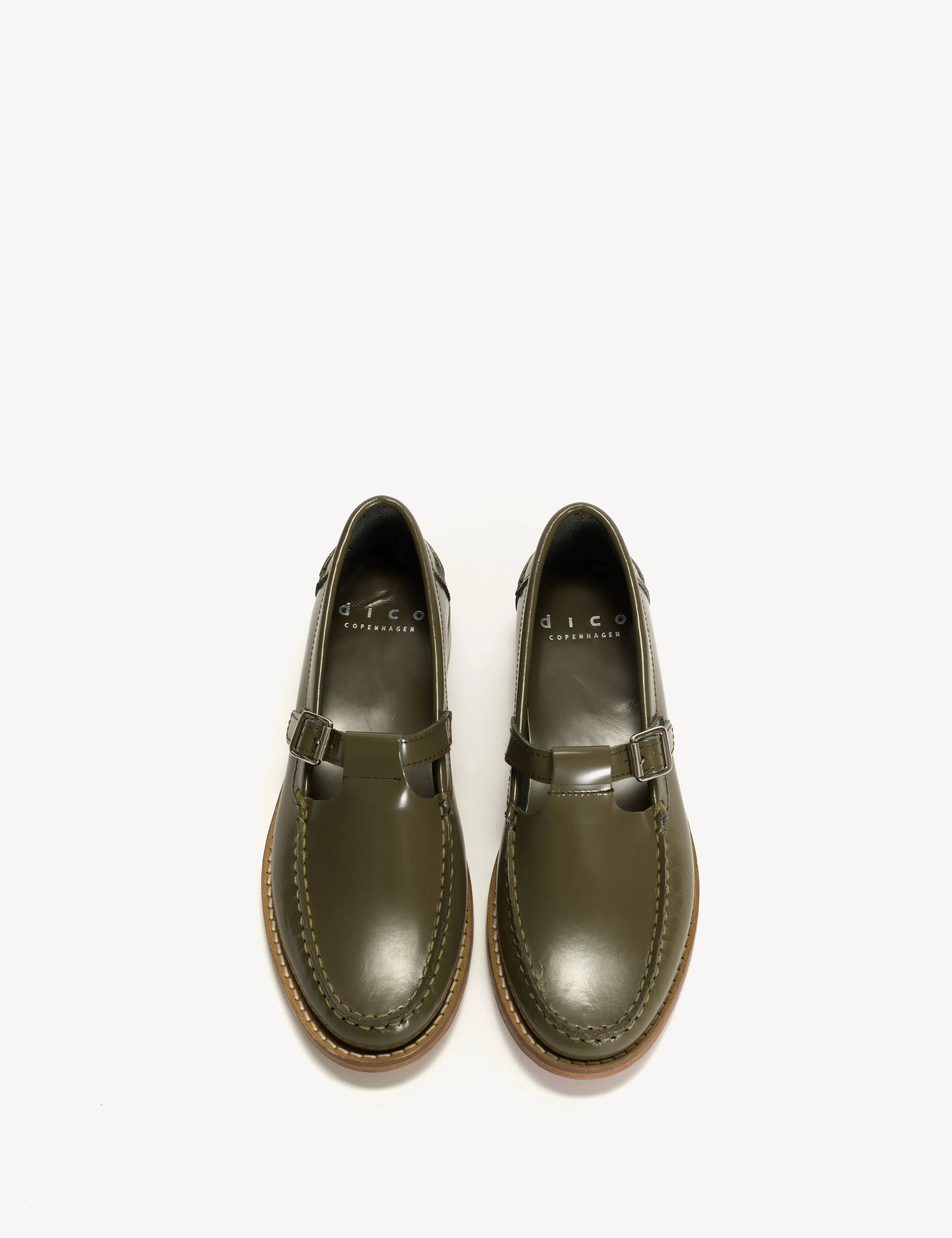 Moccasin T-Bar Loafer In Olive Polido Leather