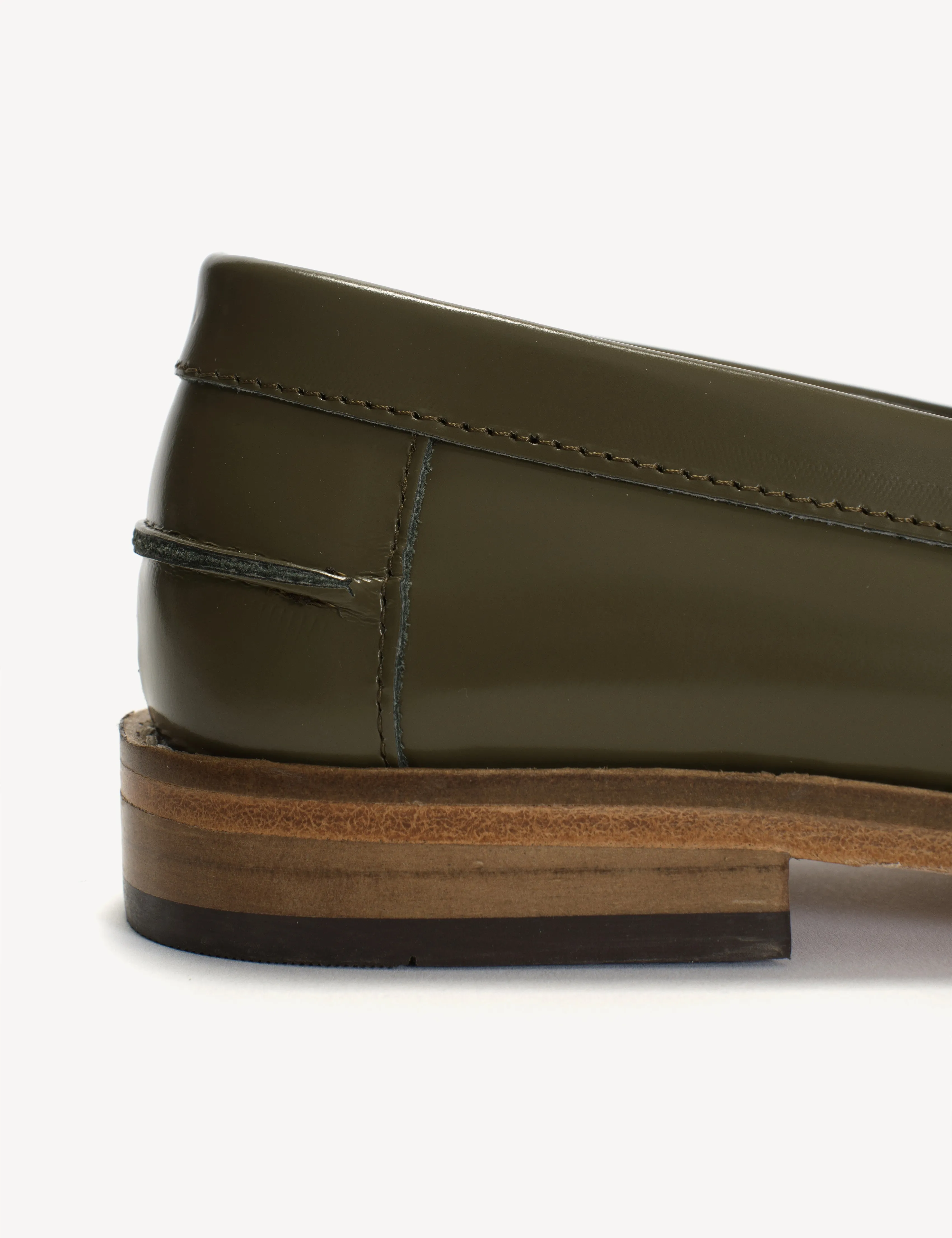Moccasin T-Bar Loafer In Olive Polido Leather