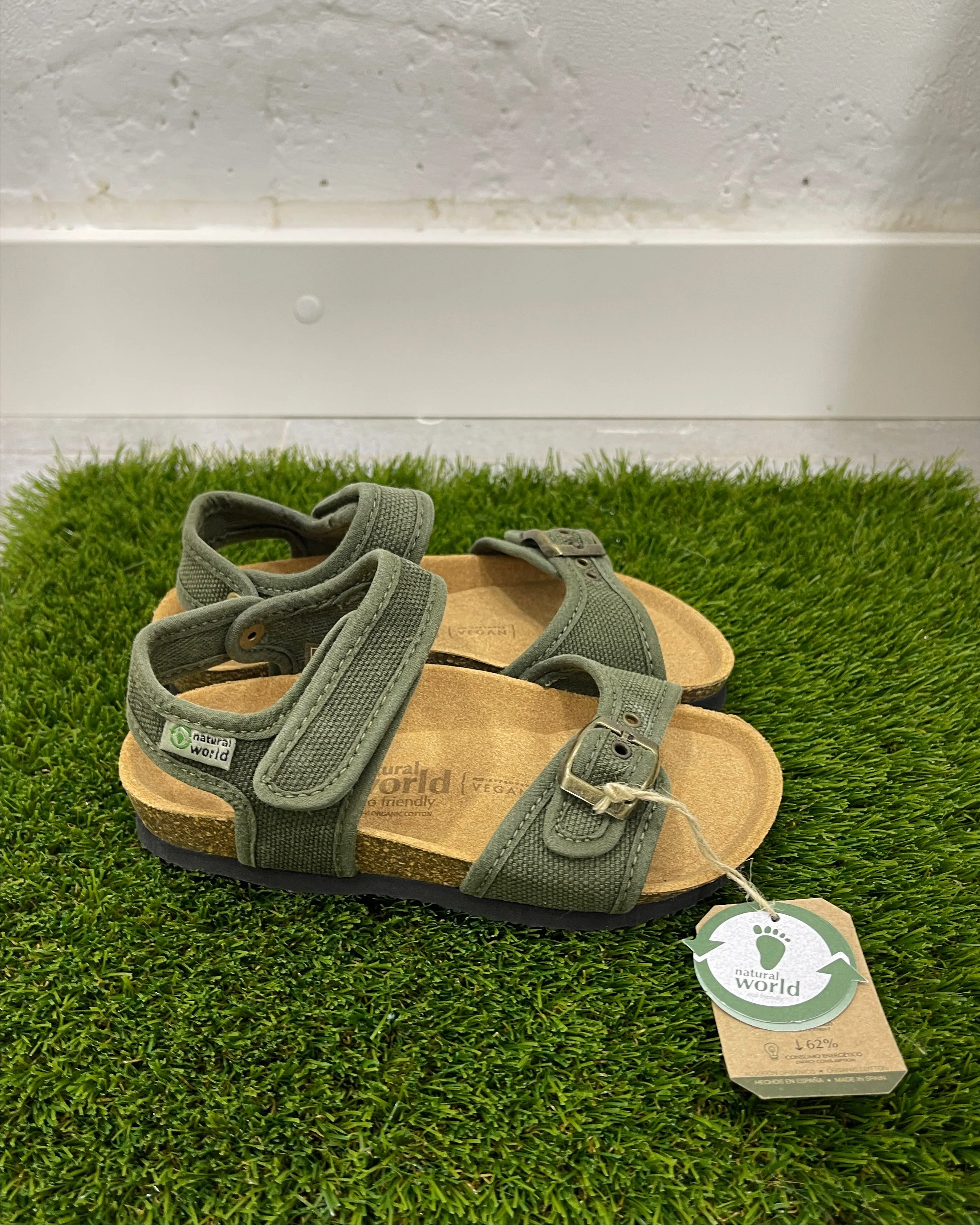 NATURAL WORLD KIDS DOUBLE STRAP SANDALS Khaki