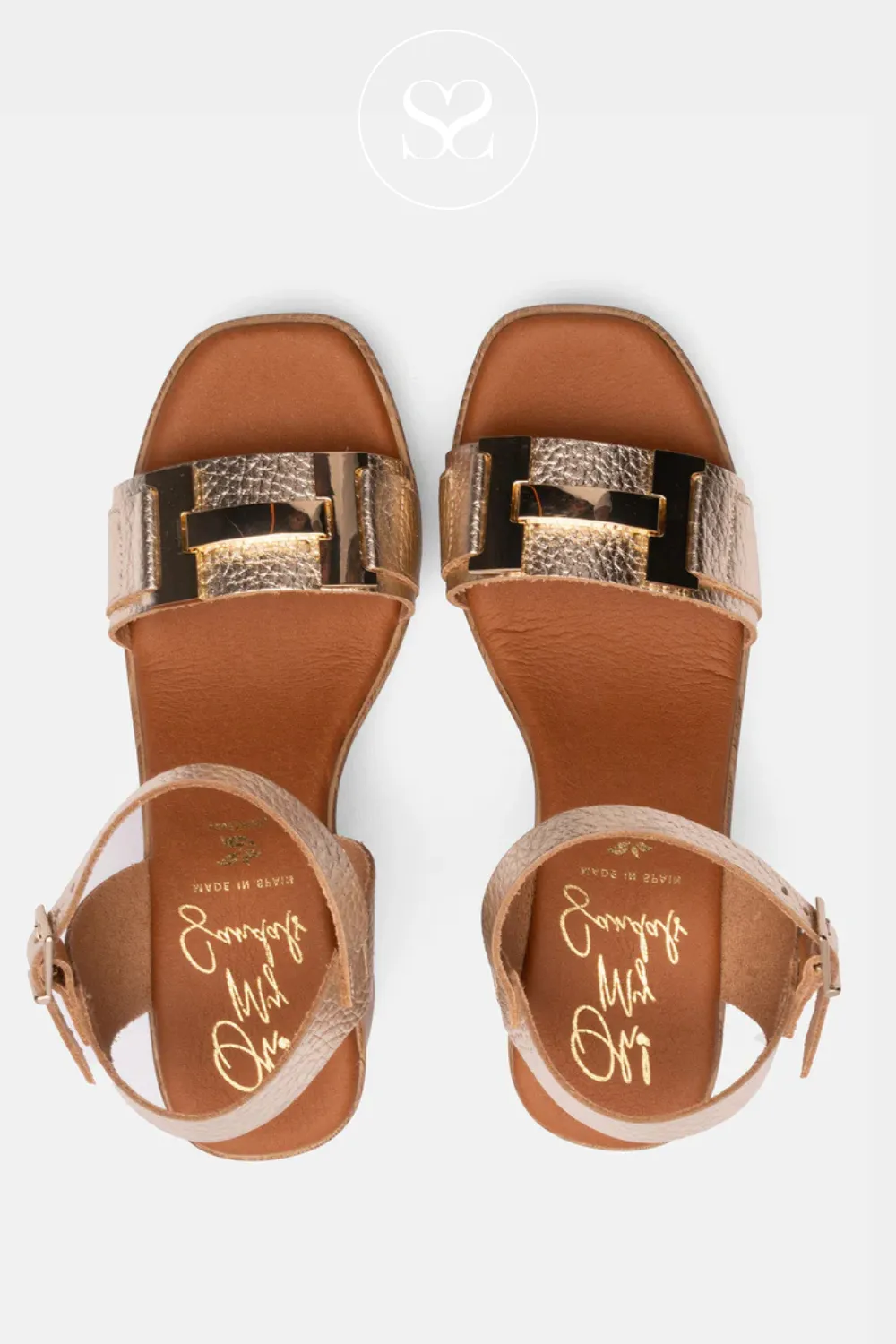 OH MY SANDALS 5636 GOLD BLOCK HEEL PLATFORM SANDAL