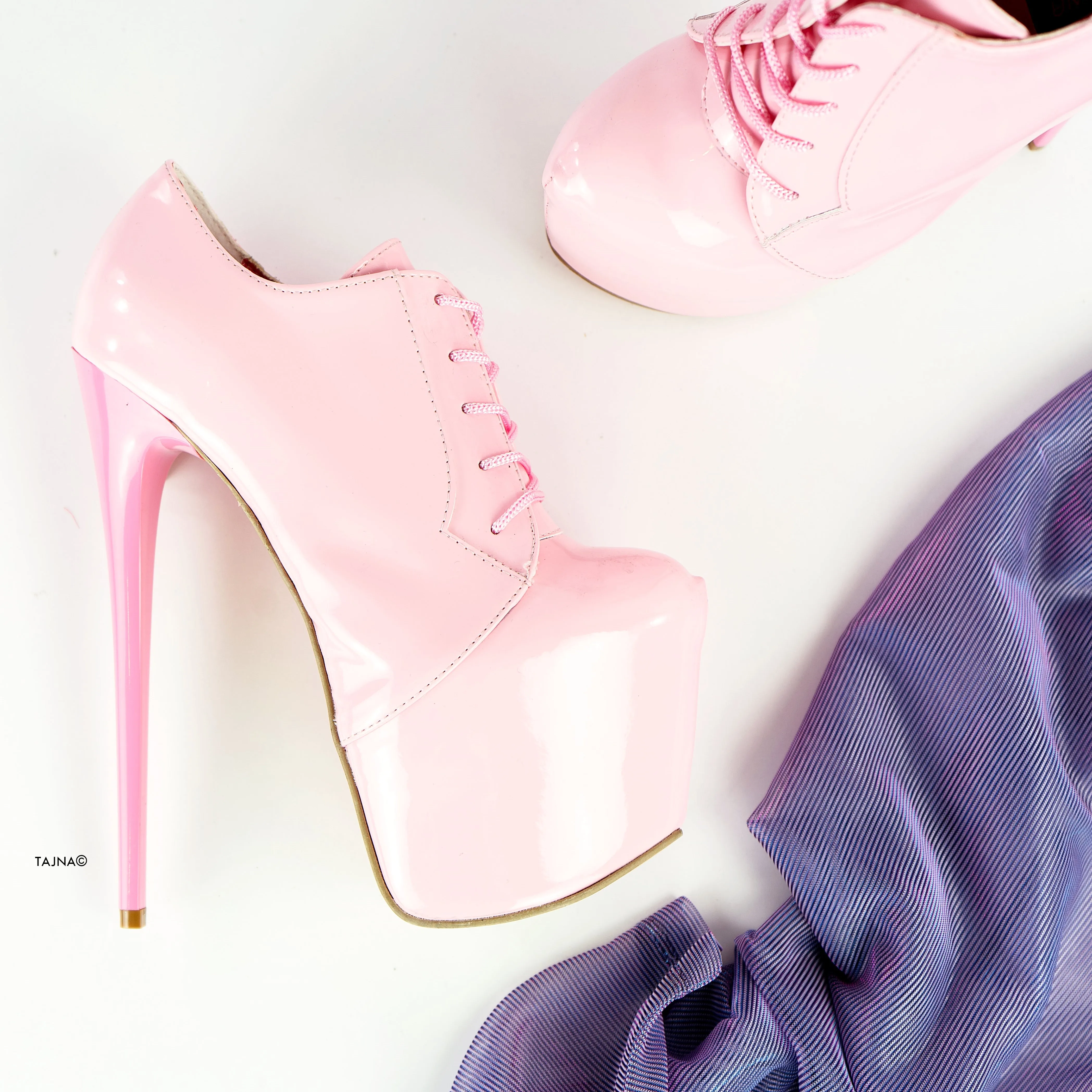 Oxford Light Pink Gloss Ankle Booties