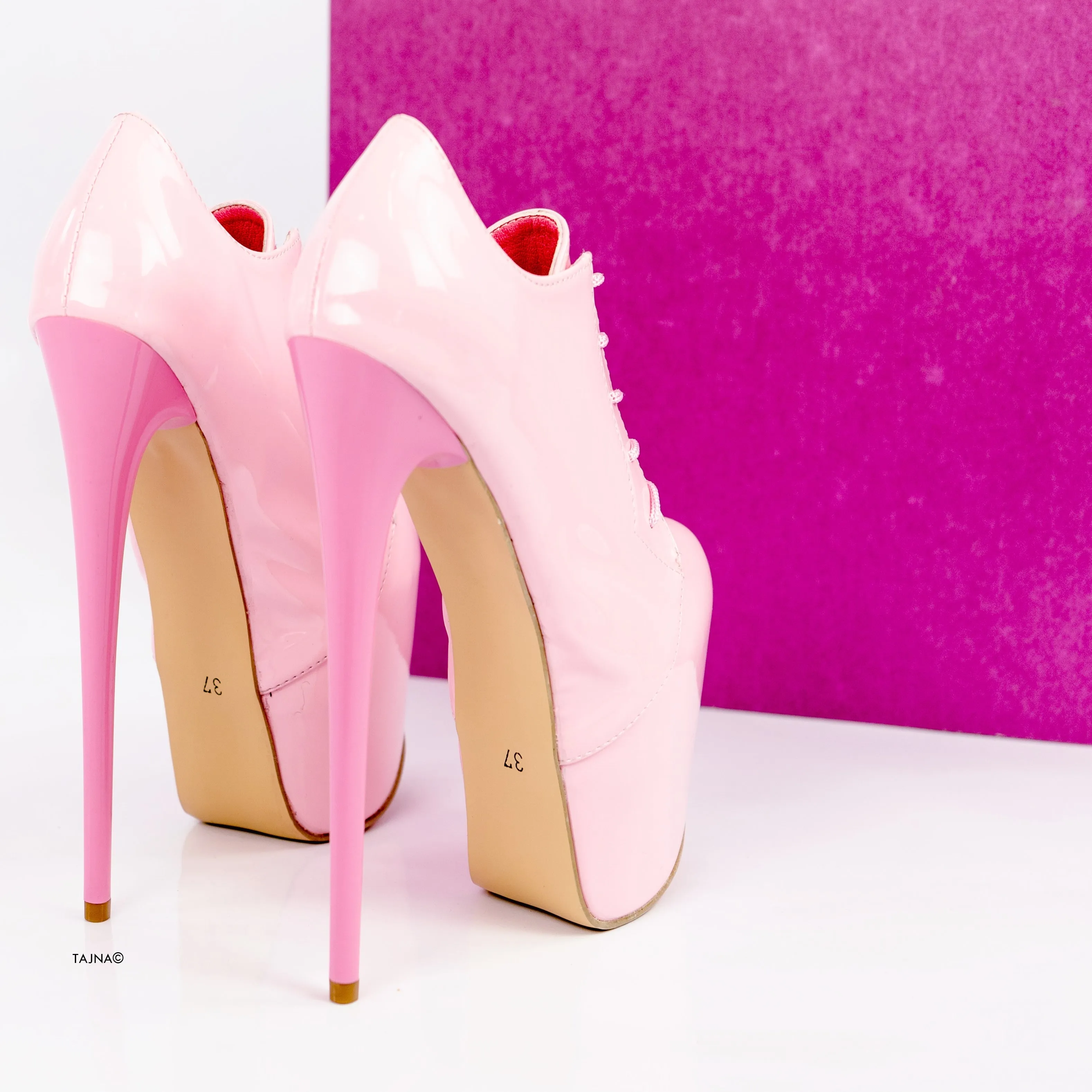 Oxford Light Pink Gloss Ankle Booties