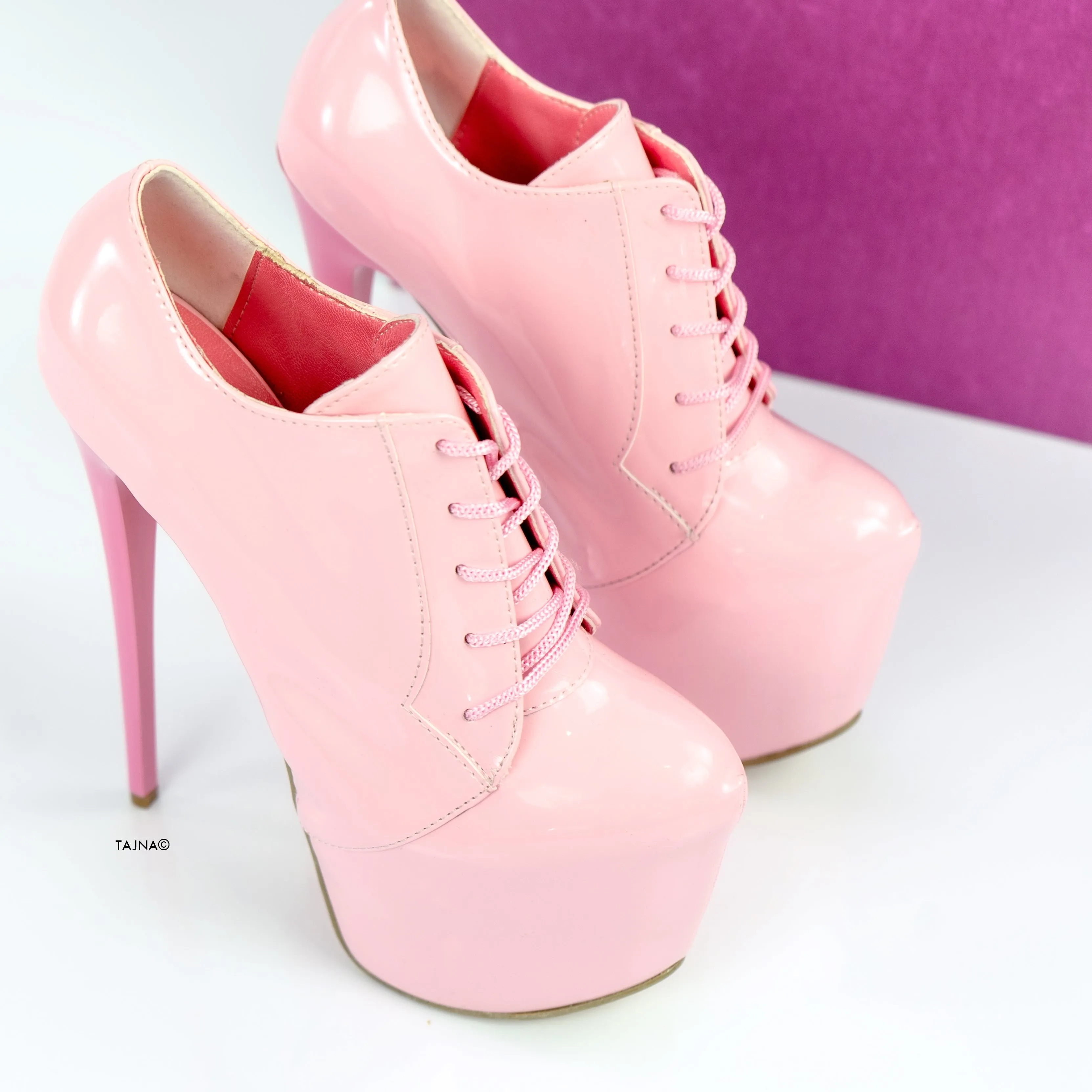 Oxford Light Pink Gloss Ankle Booties
