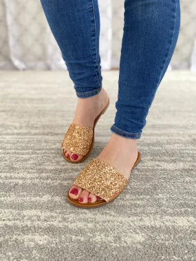Ritzy Glitter Sandals in Rose Gold
