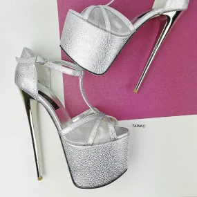 Romantic T-Strap Silver Heels