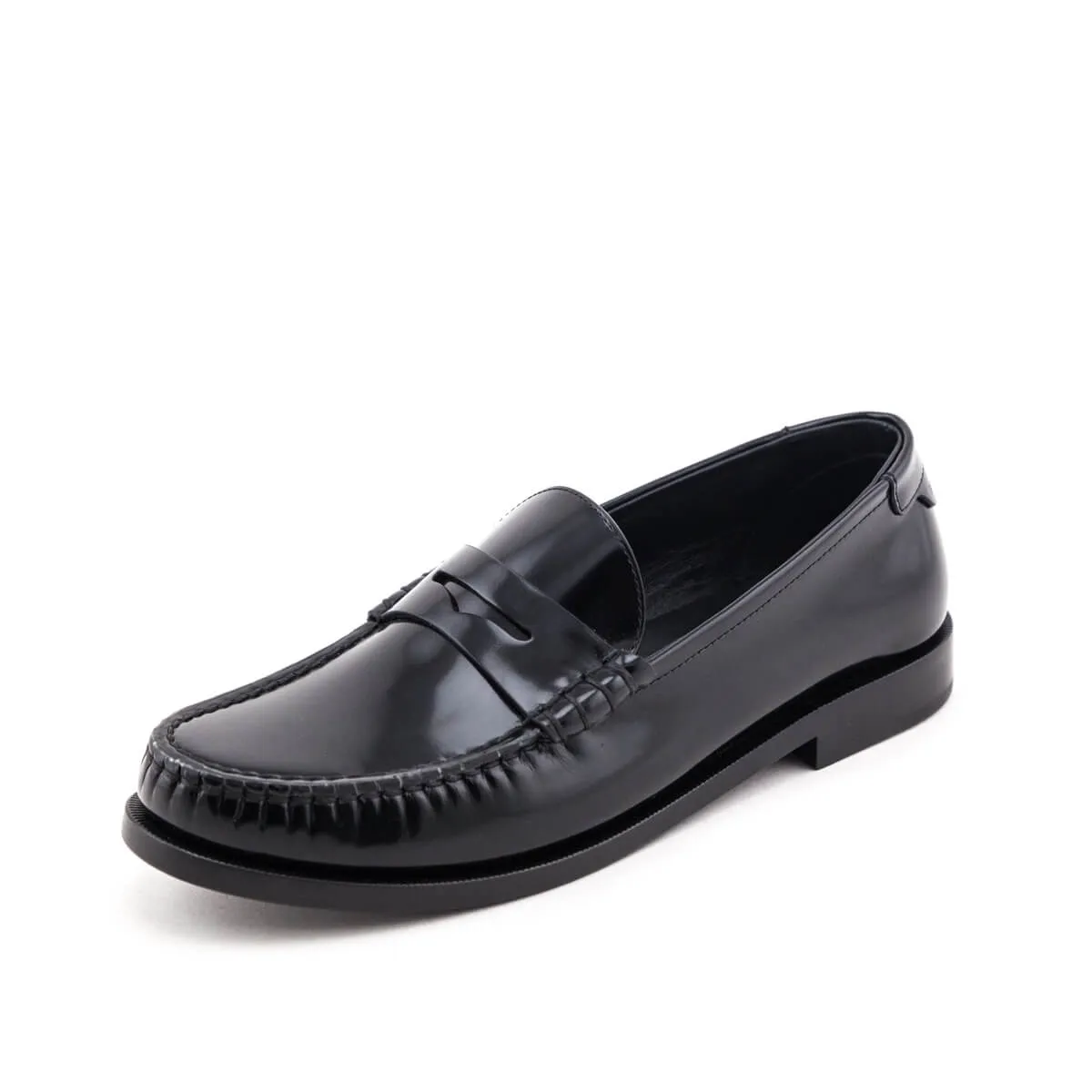 Saint Laurent Black Le Loafer Glossed Leather Loafers Size US 8.5 | EU 38.5
