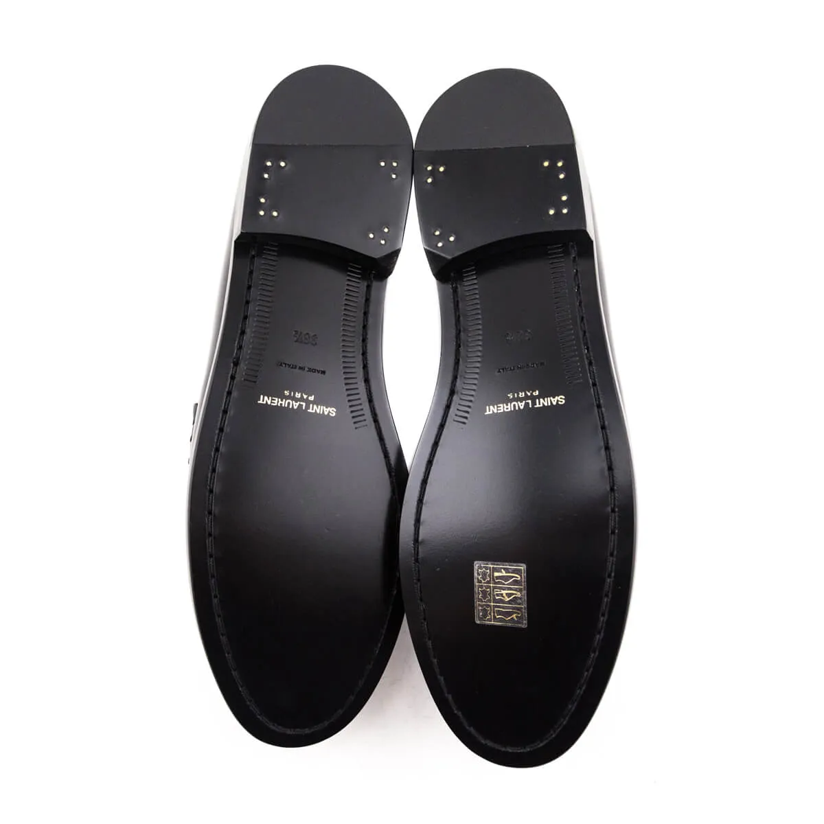 Saint Laurent Black Le Loafer Glossed Leather Loafers Size US 8.5 | EU 38.5