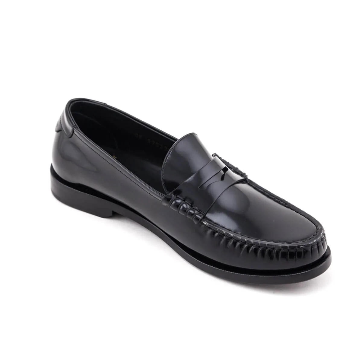Saint Laurent Black Le Loafer Glossed Leather Loafers Size US 8.5 | EU 38.5