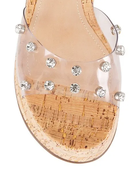 Schutz Yara Transparent Vinyl Straps Ankle Strap Open Toe Flatform Wedge Sandals