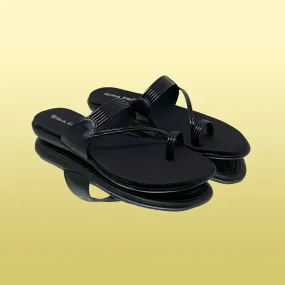 Sleek Black Slip-On Sandals