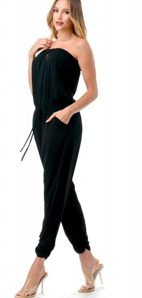 Stylish Black Keyhole Pantsuit