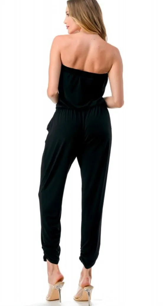 Stylish Black Keyhole Pantsuit