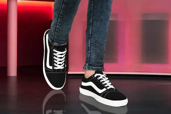 Stylish Black Synthetic Solid Walking Shoes For Men