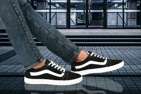 Stylish Black Synthetic Solid Walking Shoes For Men