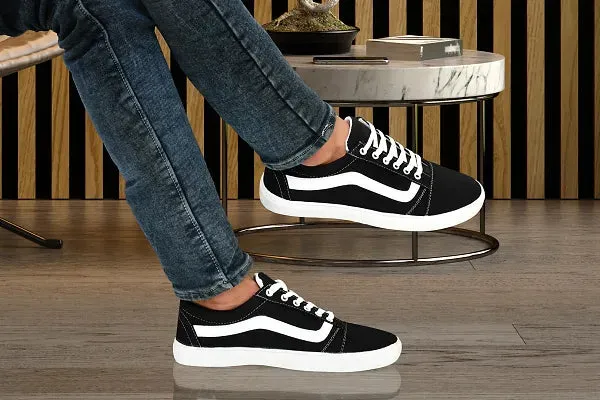 Stylish Black Synthetic Solid Walking Shoes For Men