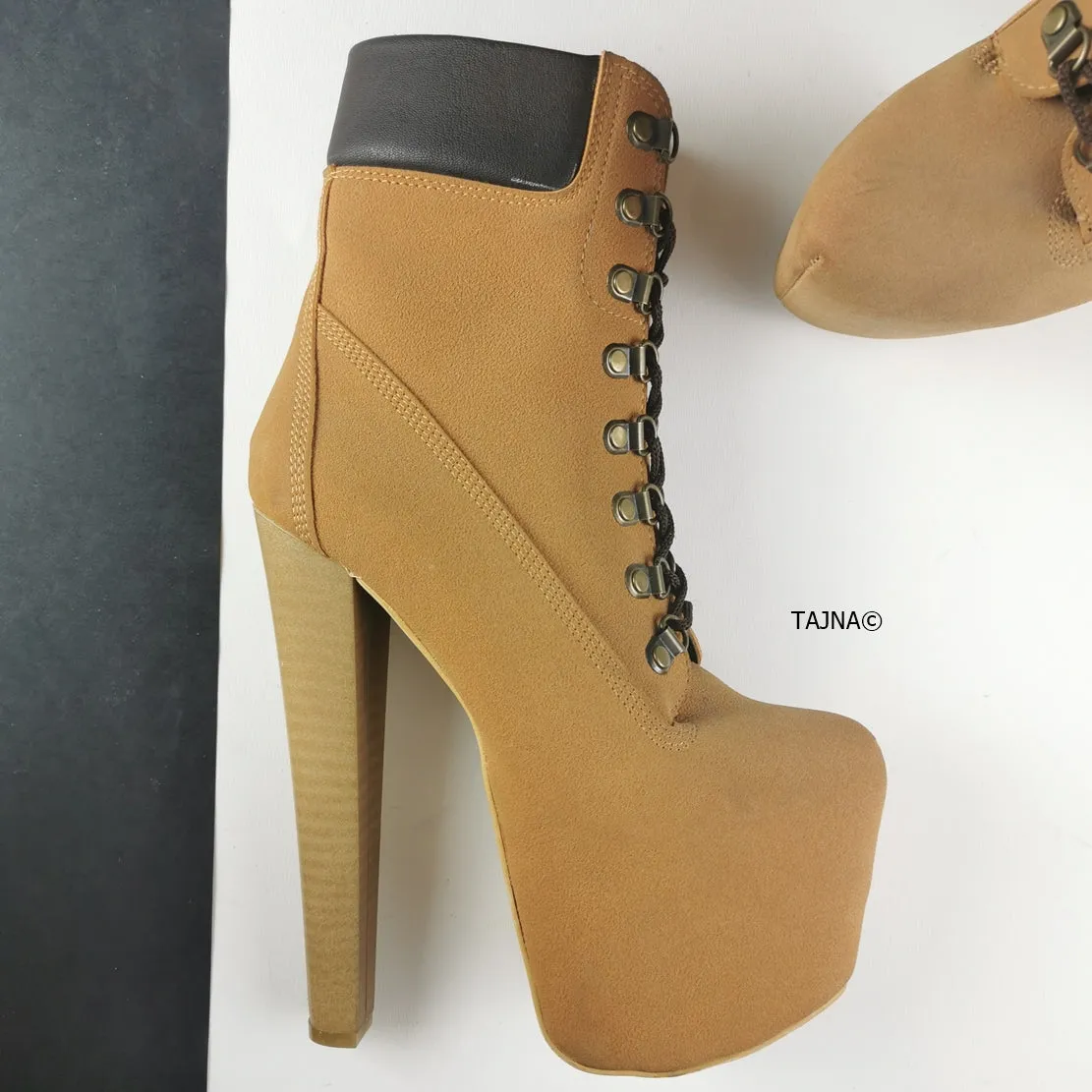 Timber Lace Up High Heel Boots
