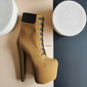 Timber Lace Up High Heel Boots