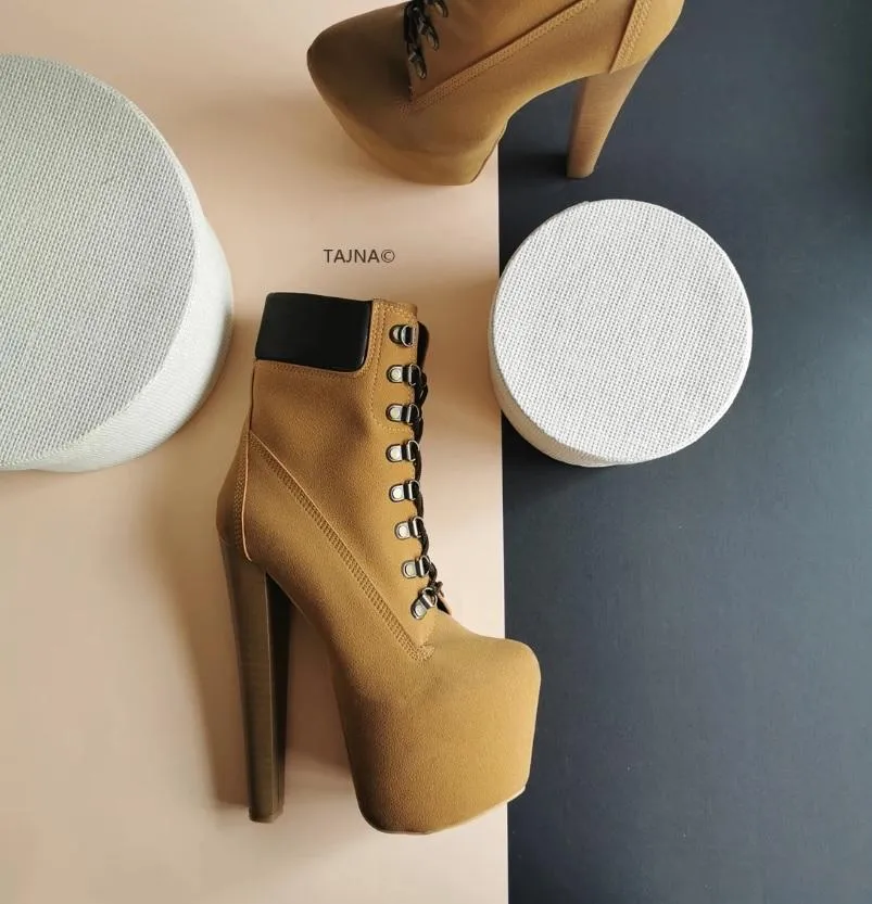 Timber Lace Up High Heel Boots