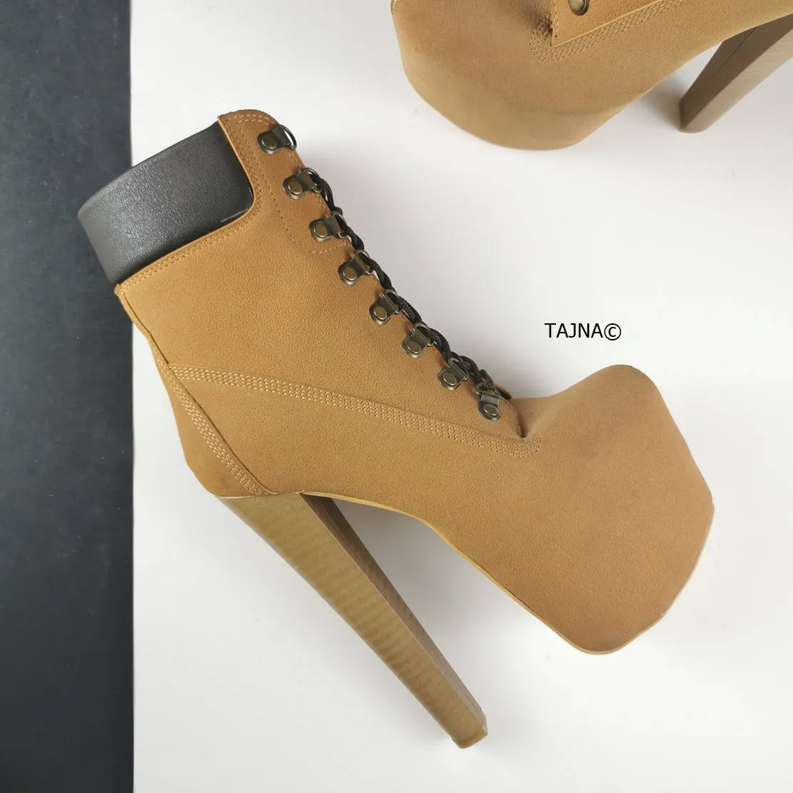 Timber Lace Up High Heel Boots