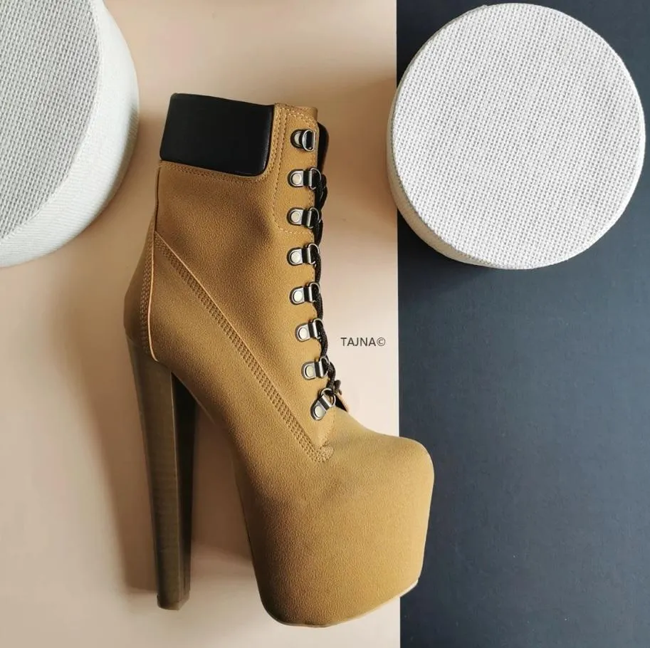 Timber Lace Up High Heel Boots