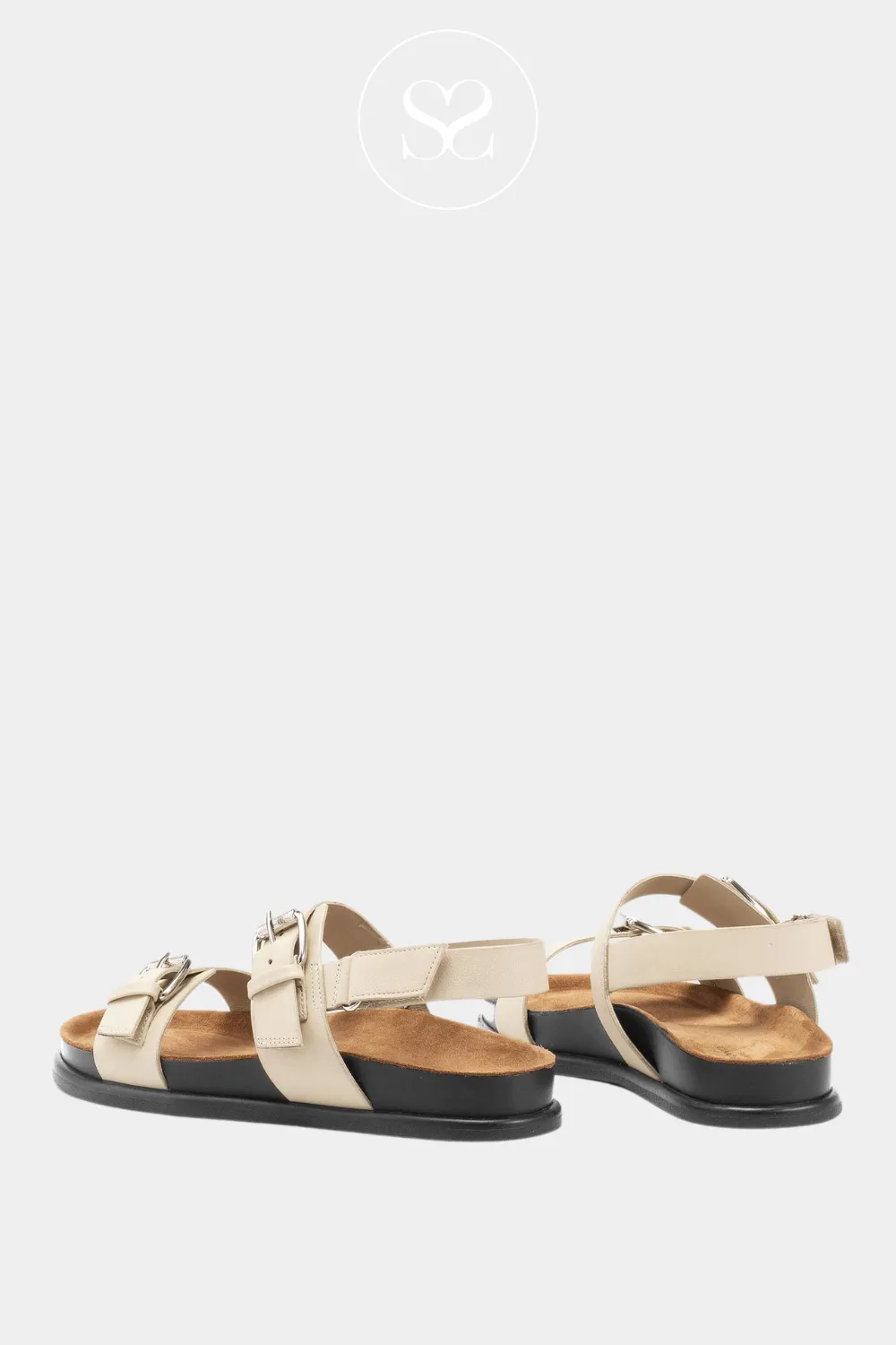 VAGABOND EFFIE 201 OFF WHITE LEATHER FLAT SANDALS