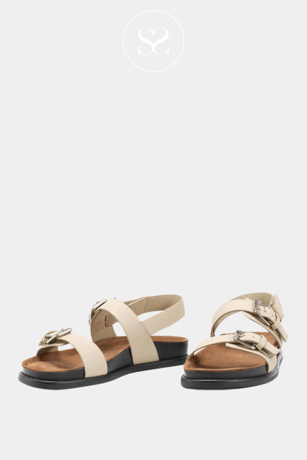 VAGABOND EFFIE 201 OFF WHITE LEATHER FLAT SANDALS