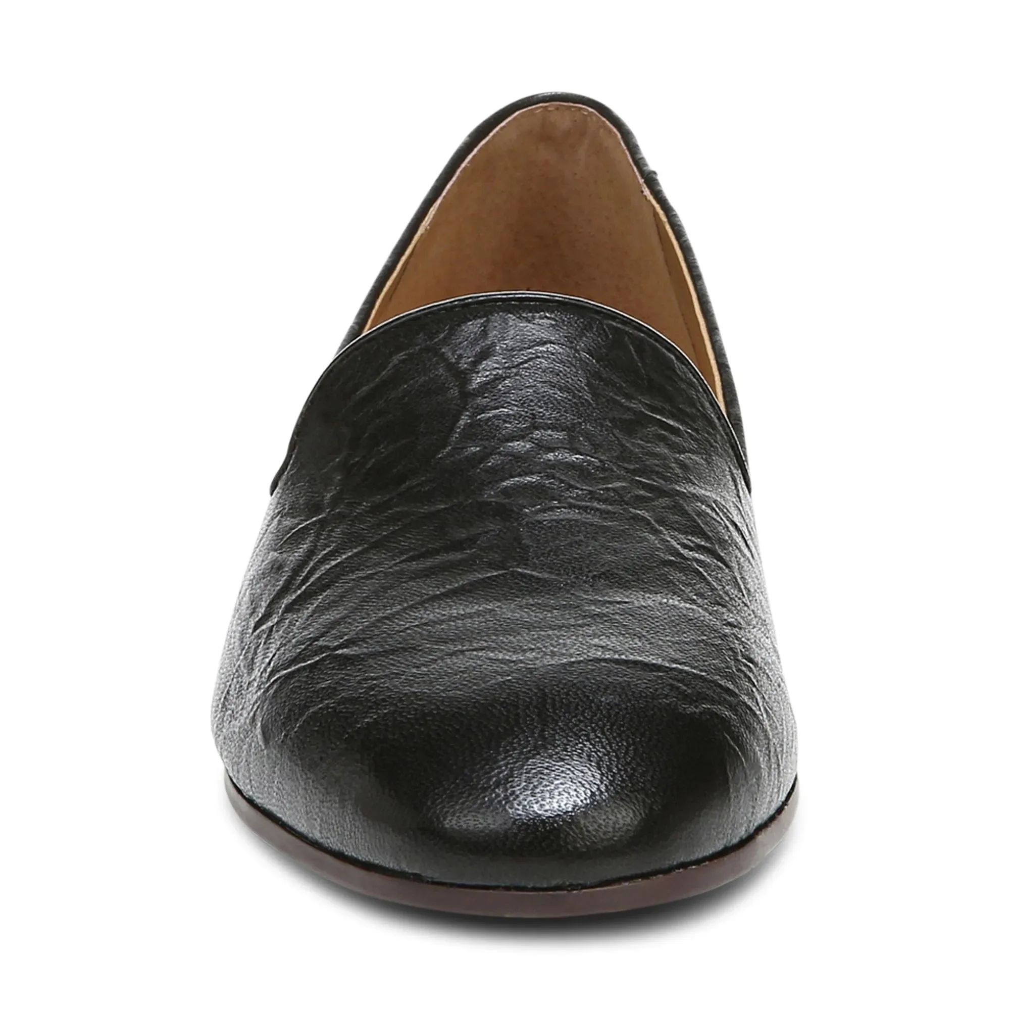 WILLA SLIP ON FLAT BLACK LEATHER