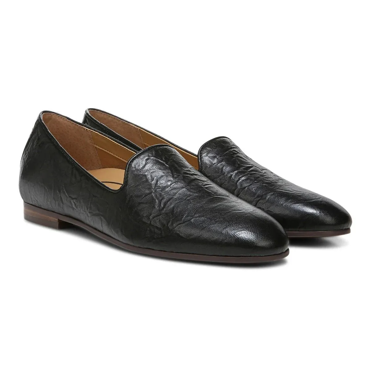 WILLA SLIP ON FLAT BLACK LEATHER