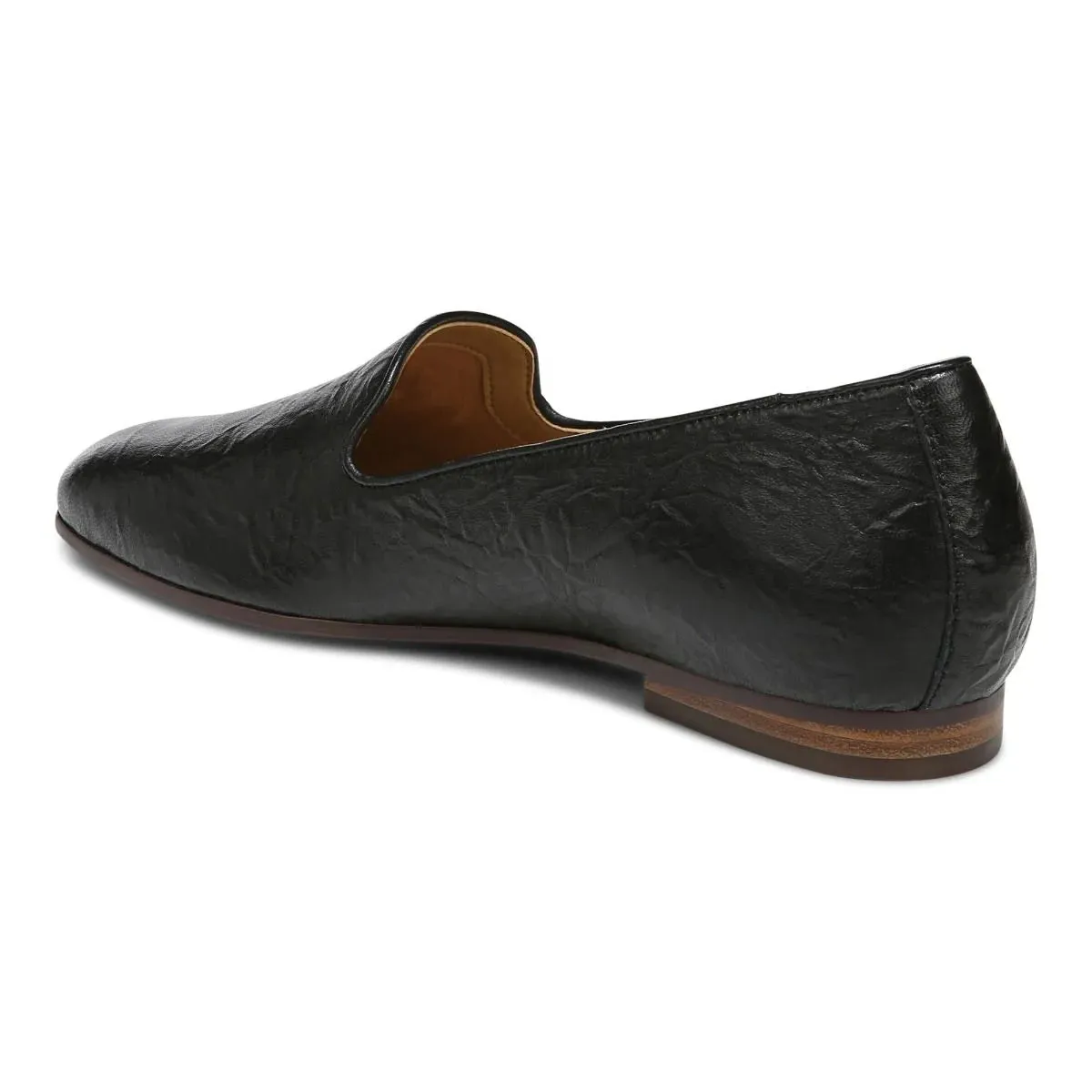 WILLA SLIP ON FLAT BLACK LEATHER