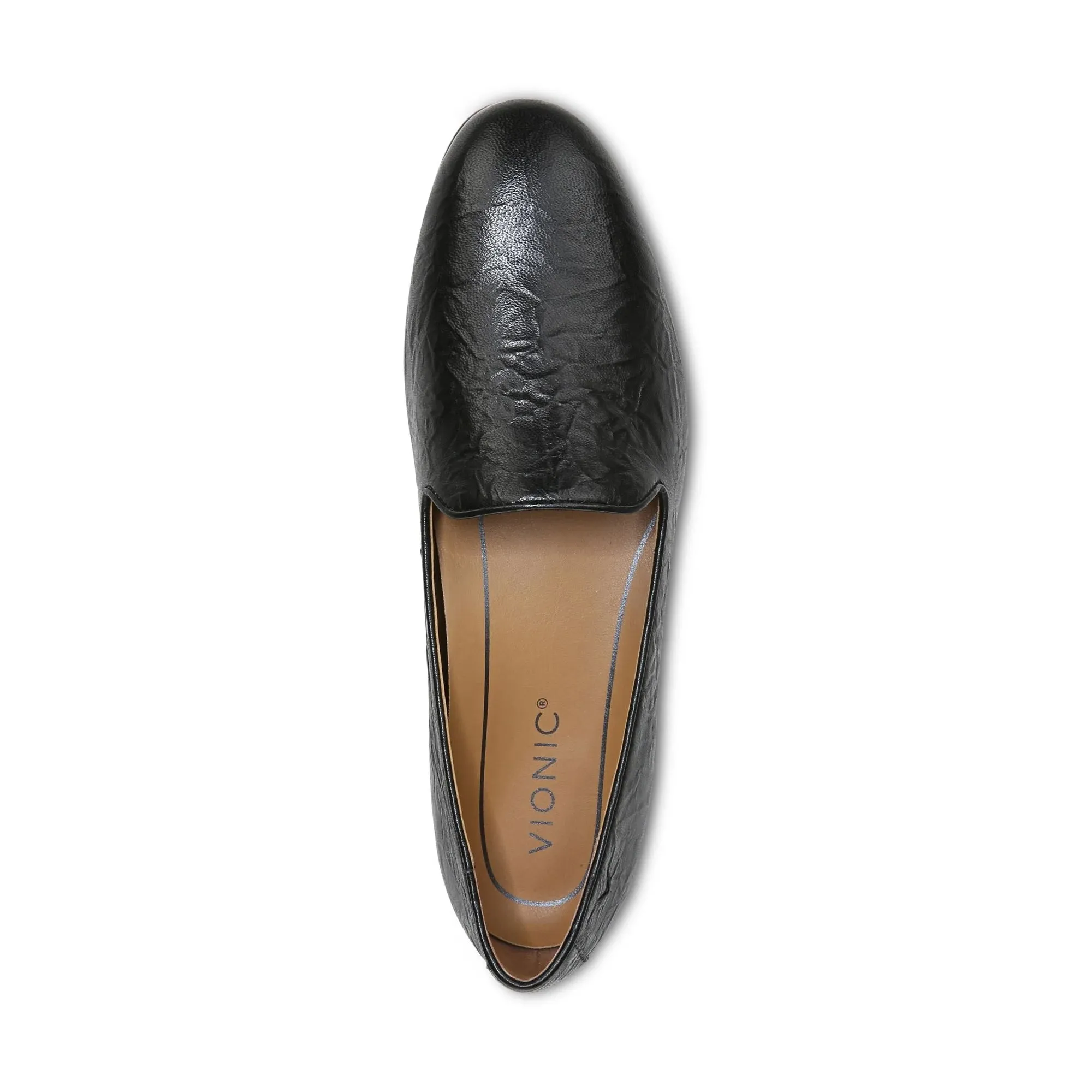 WILLA SLIP ON FLAT BLACK LEATHER
