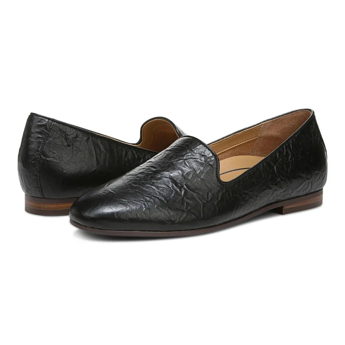 WILLA SLIP ON FLAT BLACK LEATHER